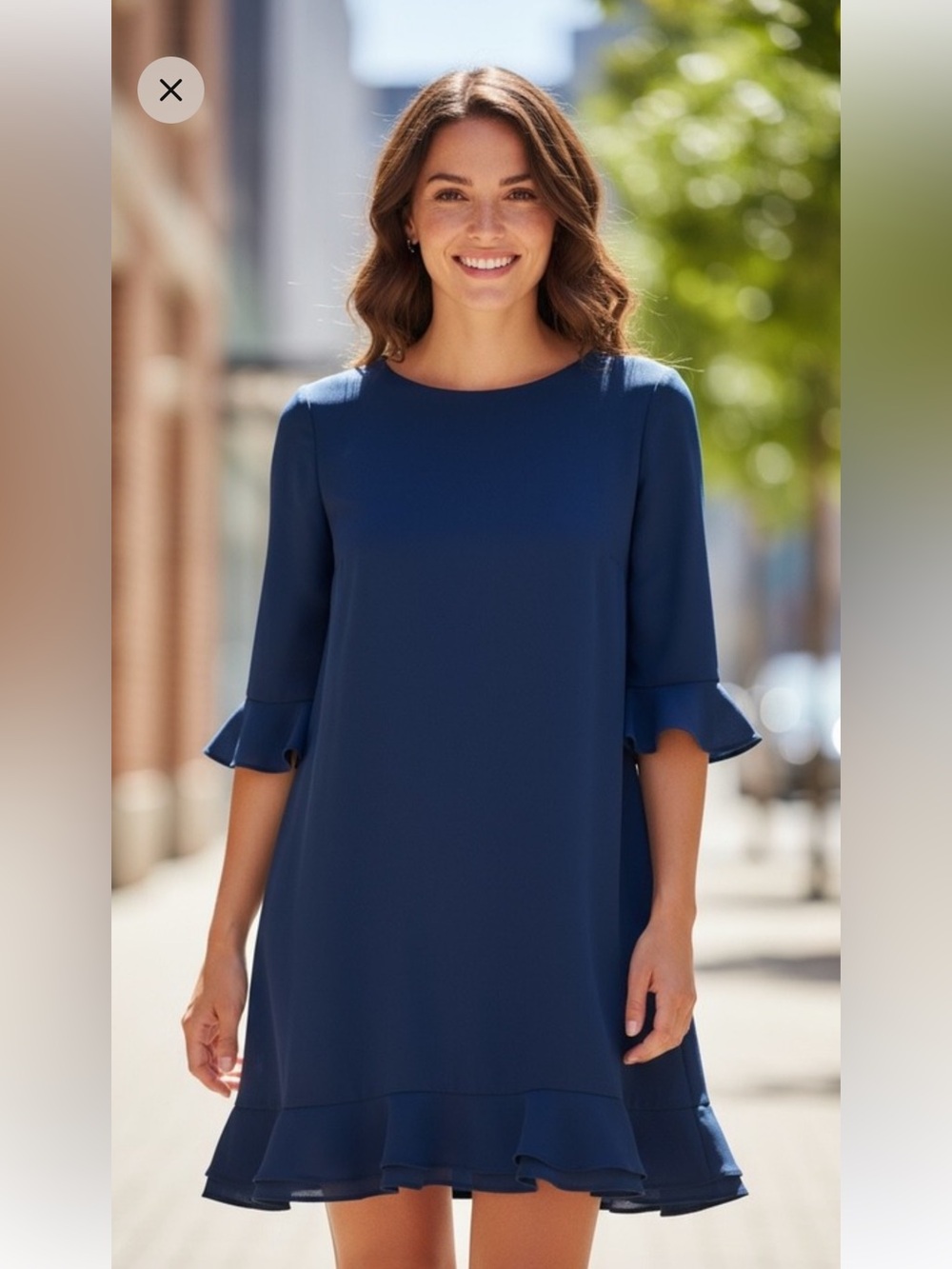 CeCe Navy Ruffle Sleeve Mini Dress